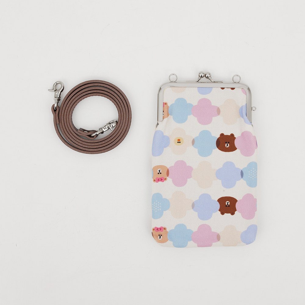 LINE FRIENDS 口金手機隨行包（海棠花粉彩）