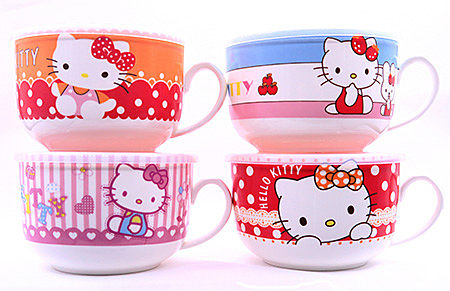 精美可愛陶瓷碗 大容量+附蓋設計 可微波 可當泡麵碗、保鮮碗及湯碗 送禮自用兩相宜