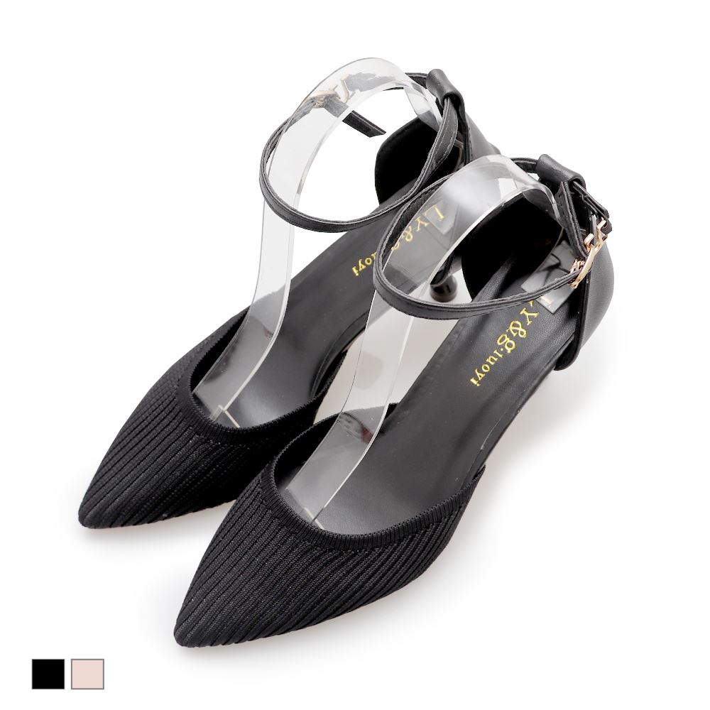 高跟鞋．韓風針織繞踝女鞋