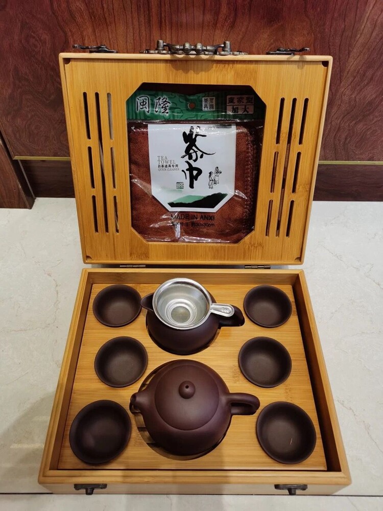 紫砂竹盒旅行茶具組豪華款 旅行用具送禮自用兩相宜 旅遊外出 戶外露營 攜帶式 居家功夫茶具