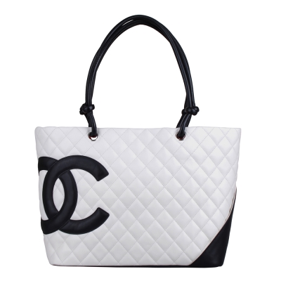 經典康朋系列 細緻羊皮材質 造型雙C logo手提包PS:內拉鍊頭變色生鏽，皮稍皺