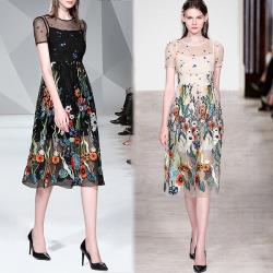 KEITH-WILL歐風 (預購) 超有型質感生活重工藝拼接網紗洋裝