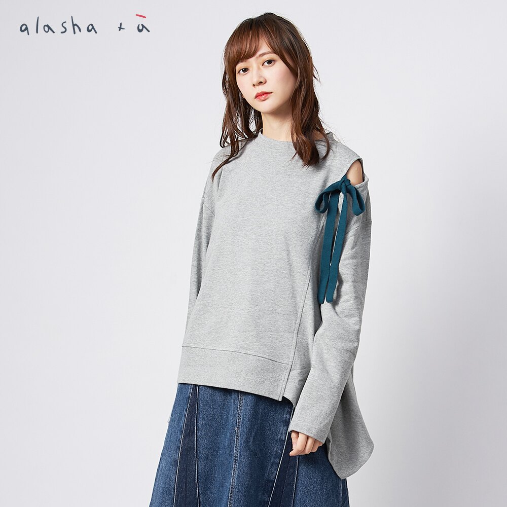 a la sha+a特殊肩綁帶造型下擺上衣