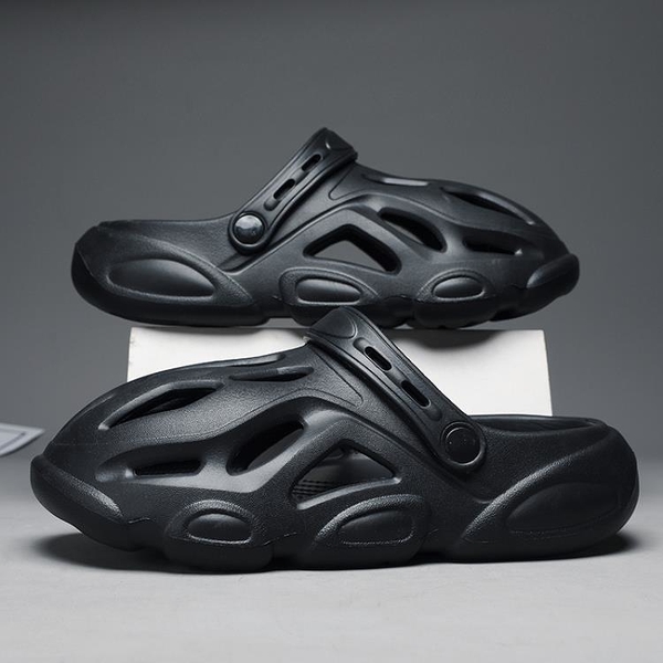拖鞋 包頭涼鞋夏季新款開車鏤空透氣洞洞涼拖沙灘外穿運動踩屎感男