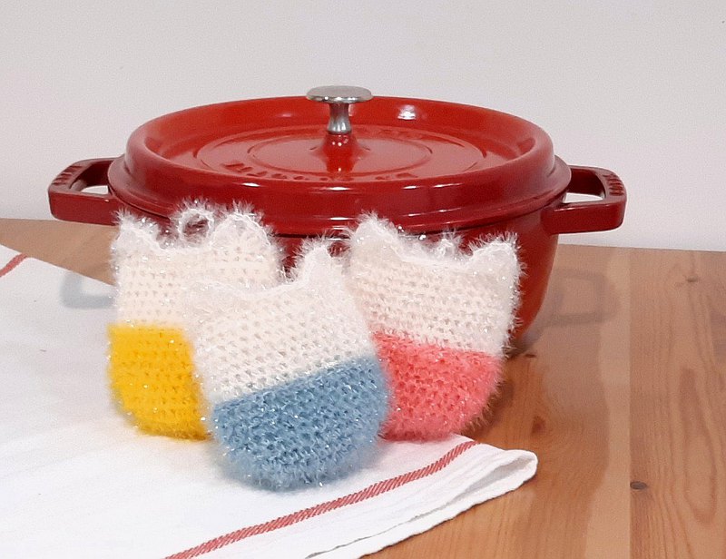 DIY材料包 編織粉嫩貓咪造型菜瓜布 韓國菜瓜布 可完成兩個作品