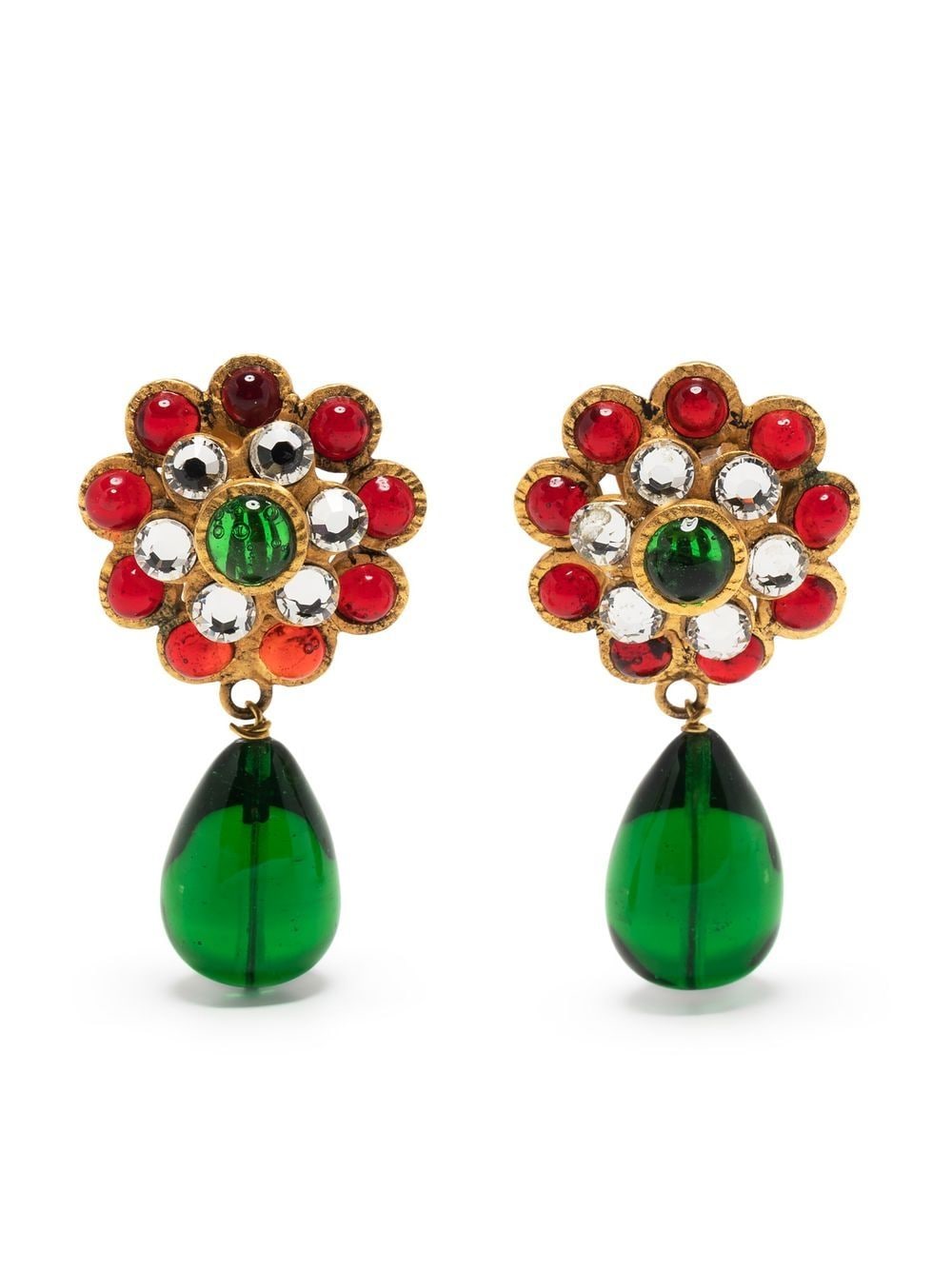 CHANEL Pre-Owned - Gripoix glass-bead drop earrings - women - Gold Plated Metal/glass - One Size