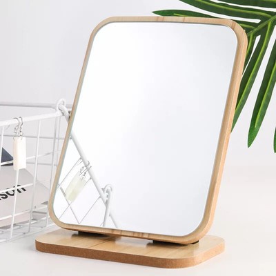 【美妝周邊】木質化妝鏡 可調整角度90度 梳妝鏡 梳妝台化妝台鏡子 折疊鏡 摺疊鏡