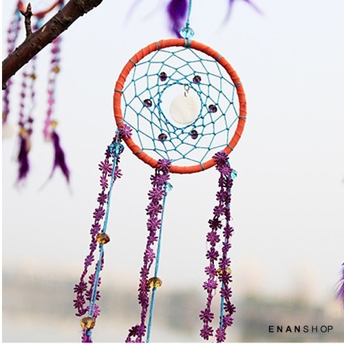 紫水晶捕夢網風鈴 繼承這們 韓劇同款 捕夢網 吊飾 裝飾 惡南宅急店0110h size11*44cm 材質壓克力水晶/羽毛 /輕量膠框 #enanshop韓劇飾品