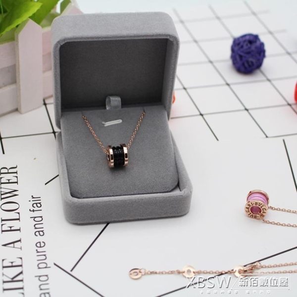 日韓版鈦鋼鍍玫瑰金彈簧陶瓷項錬男女款百搭毛衣錬鎖骨錬飾品禮物『新佰數位屋』