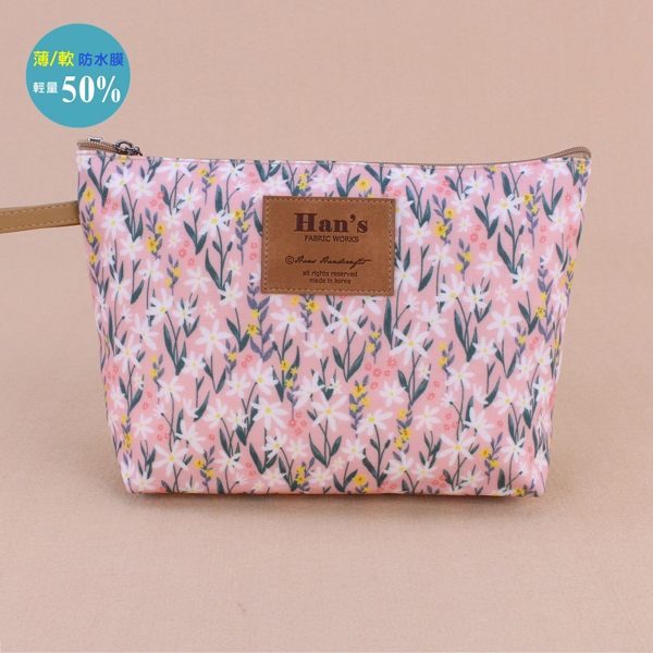 化妝包 包包 防水包 雨朵小舖 K16-0008 韓製手提化妝包(中)-粉海茫茫之碎花03355 funbaobao