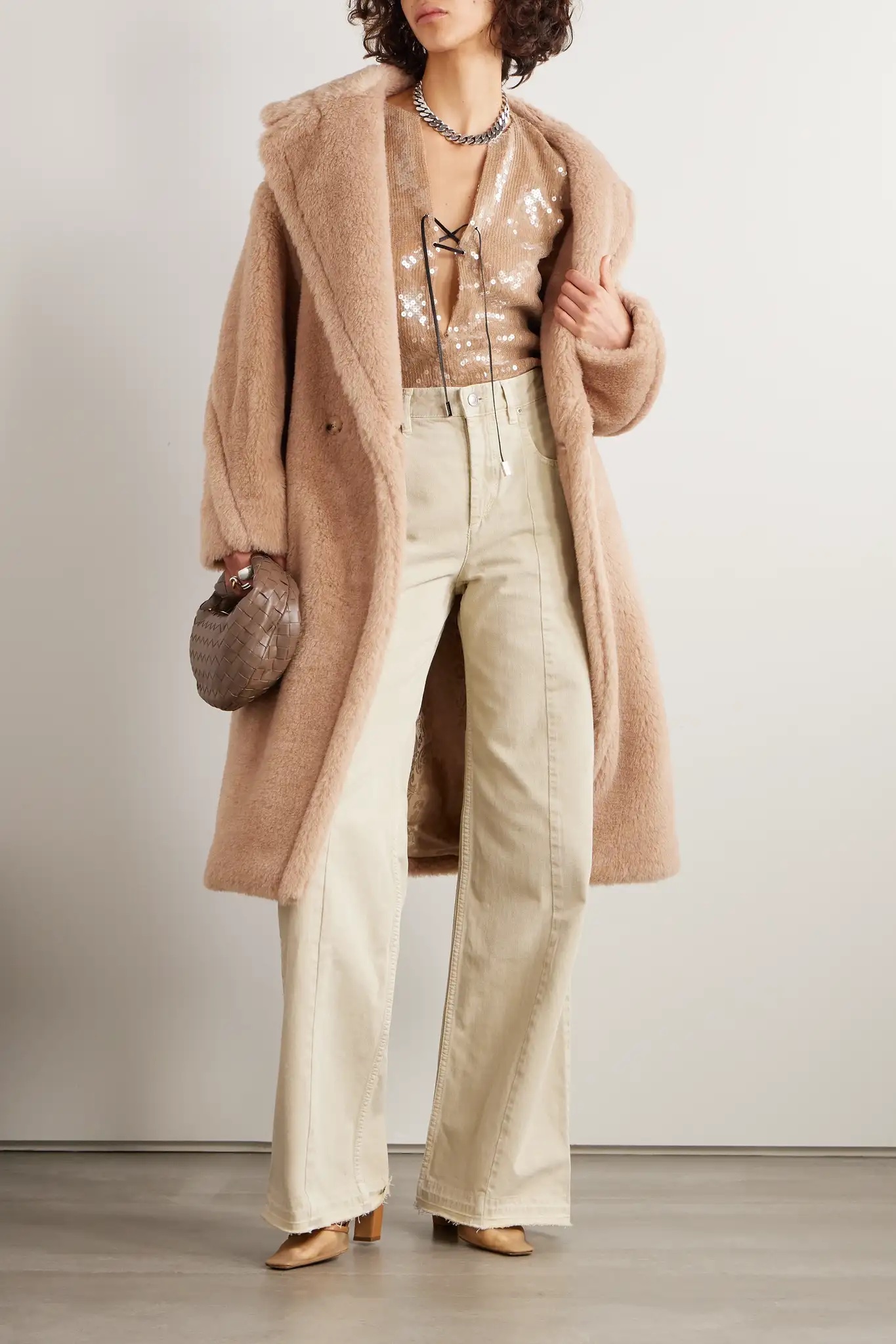 MAX MARA Nuevo Teddy oversized double-breasted alpaca, cashmere and silk-blend coat