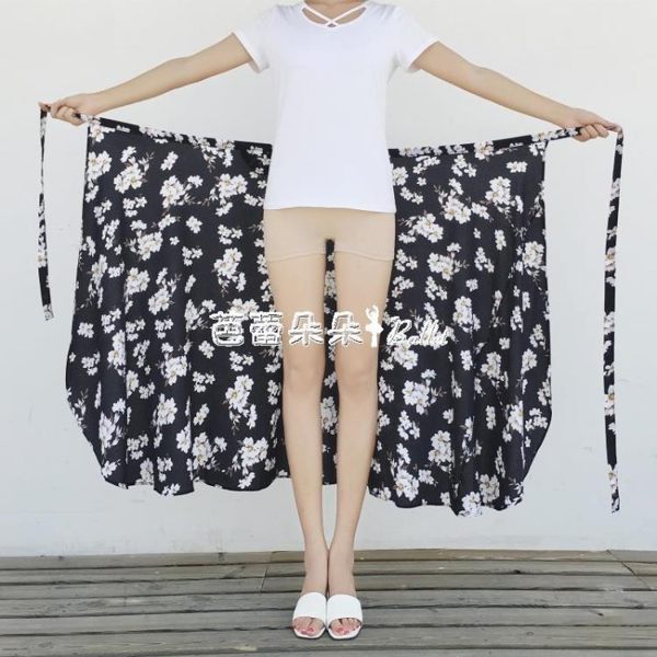 泰國度假半身裙女2019春夏新款海邊沙灘裙一片式裹裙雪紡碎花長裙 芭蕾朵朵