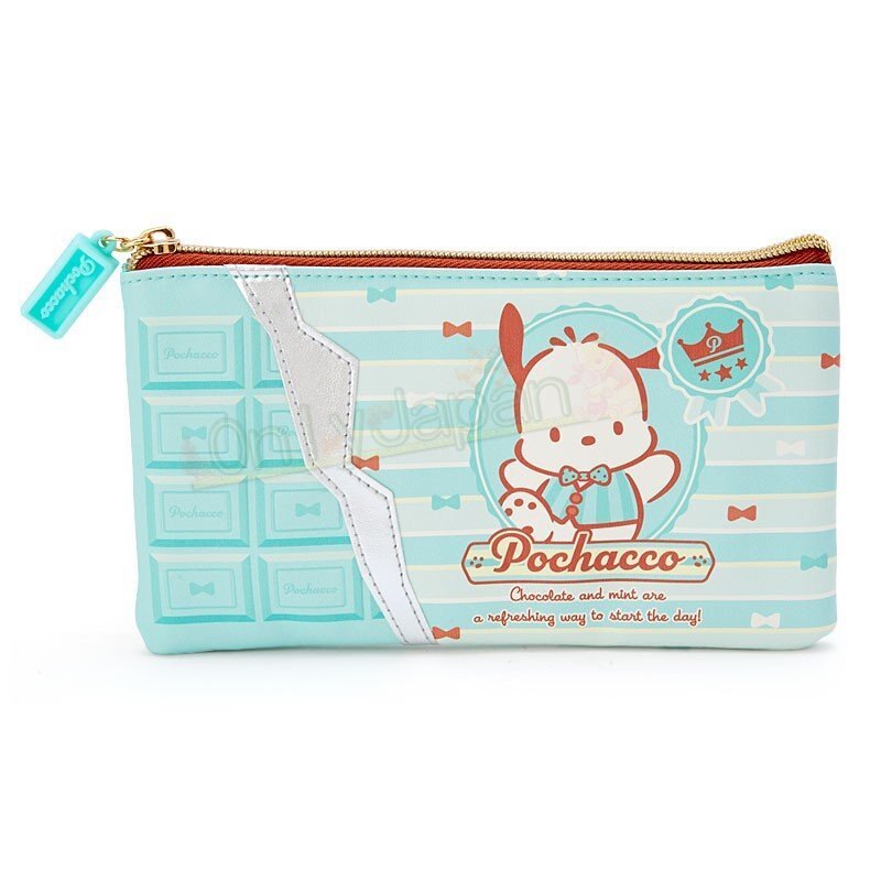 【真愛日本】4901610444252 平口拉鍊PU萬用袋-PC薄荷巧克力AAFB 帕洽狗 pc狗 薄荷巧克力 筆袋 文具收納 文具 萬用袋 零錢包 面紙包 化妝包