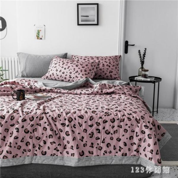豹紋空調被夏涼被可水洗棉質夏被芯夏季單雙人薄被子