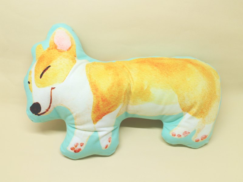 可愛的睡覺柯基咕?，兩面圖案相同 不掉毛，不掉色 可用洗衣機清洗，建議使用冷水 尺寸：長約40 cm 布料: 棉布 寄送: 以郵局掛號空郵，確保安全送達你的家中 出貨時間：1-7 個工作天 產地/製造