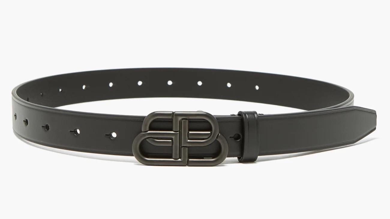 BALENCIAGA BB-logo leather belt