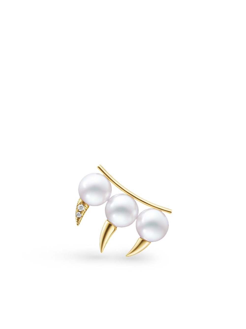 TASAKI - 18kt yellow gold Danger Fang pearl earring - women - Akoya Pearl/Diamond/18kt Yellow Gold - One Size