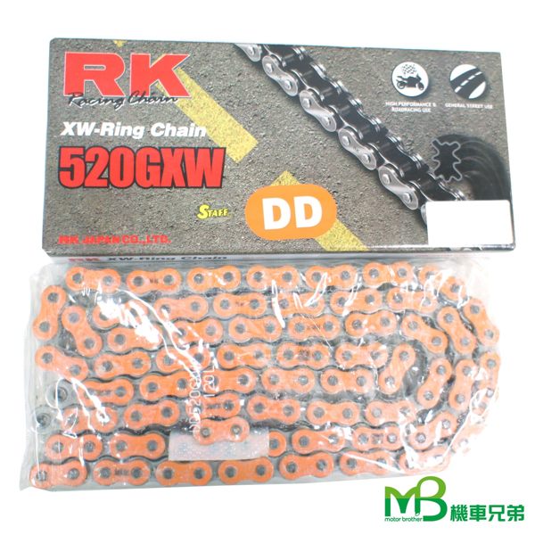 機車兄弟【RK 橘色彩色 XW 頂級油封強化鏈條 DD520GXW X 120L】