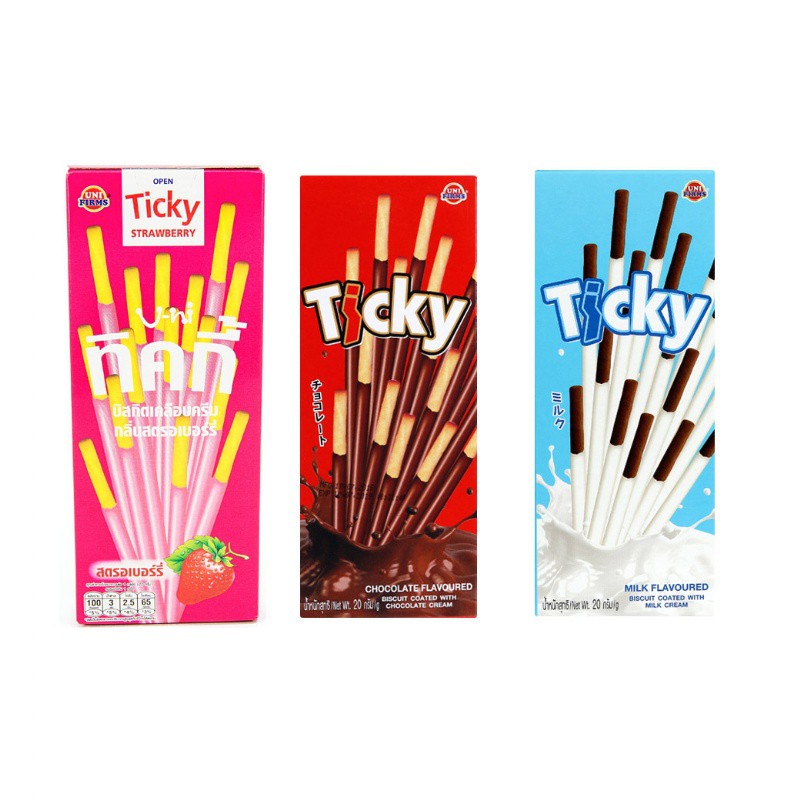 泰國 Ticky 餅乾棒 奇趣棒 巧克力 牛奶 草莓 口味 22g 一包 【花町愛漂亮】PL