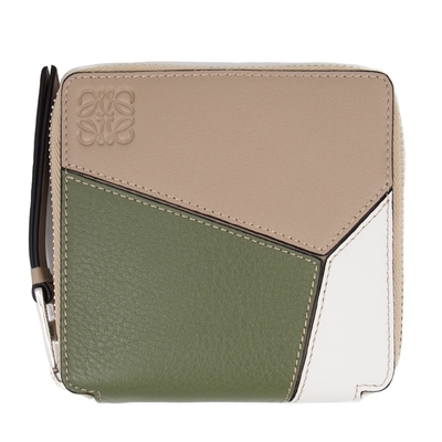 Loewe Puzzle 方形拉鍊錢包/短夾 (沙色 x 牛油果綠) Puzzle squared zip wallet