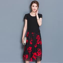 最水-芳心之醉雪紡拼接洋裝