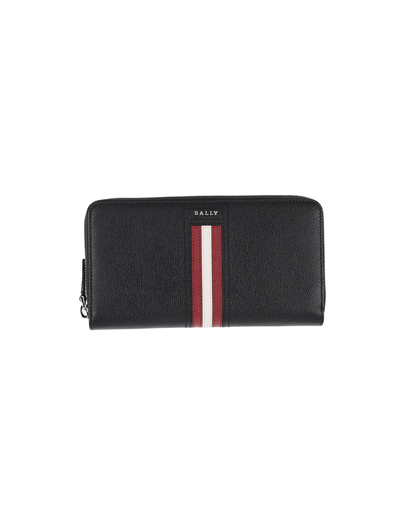 textured leather, solid color, logo, zip, leather lining, internal card slots, contains non-textile 