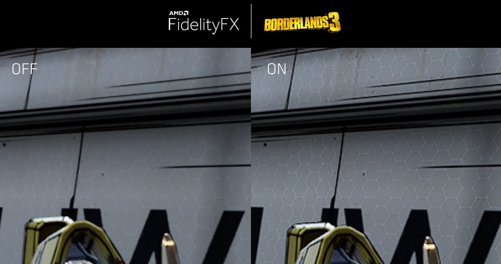 ▲ Boaderlands 3「邊緣禁地 3」將整合 FidelityFX，可以看到原本模糊的牆壁貼圖更為清晰。