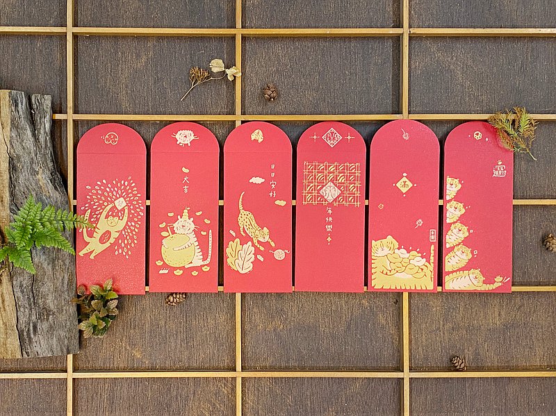 2022純手工絹印 大貓.虎年紅包袋 雙金套色