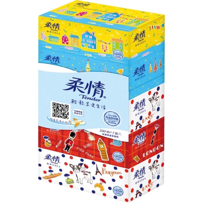 【盒裝面紙】柔情200盒裝面紙
