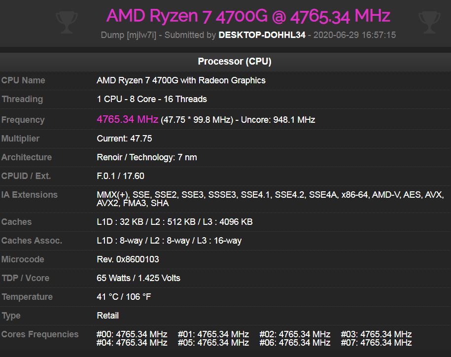 這顆 APU 有點強？AMD Ryzen 7 4700G 全核心超上 4.75 GHz