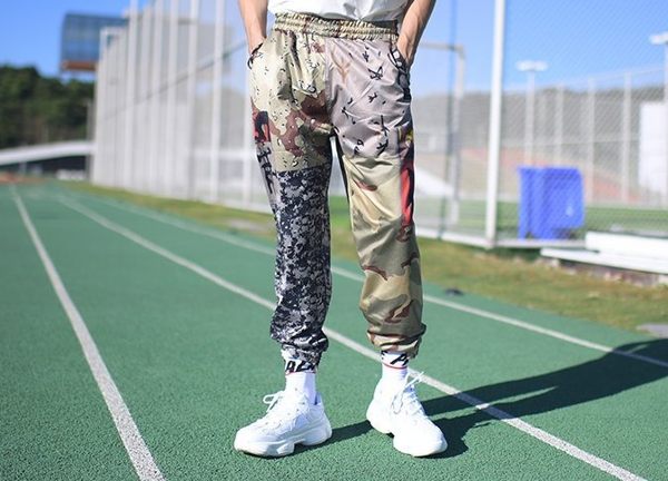 FINDSENSE H1 2018 夏季 新款 男 個性 迷彩拼色 寬鬆 嘻哈