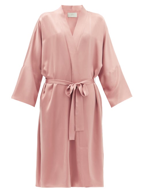 Asceno - Athens Silk Robe - Womens - Dusty Pink