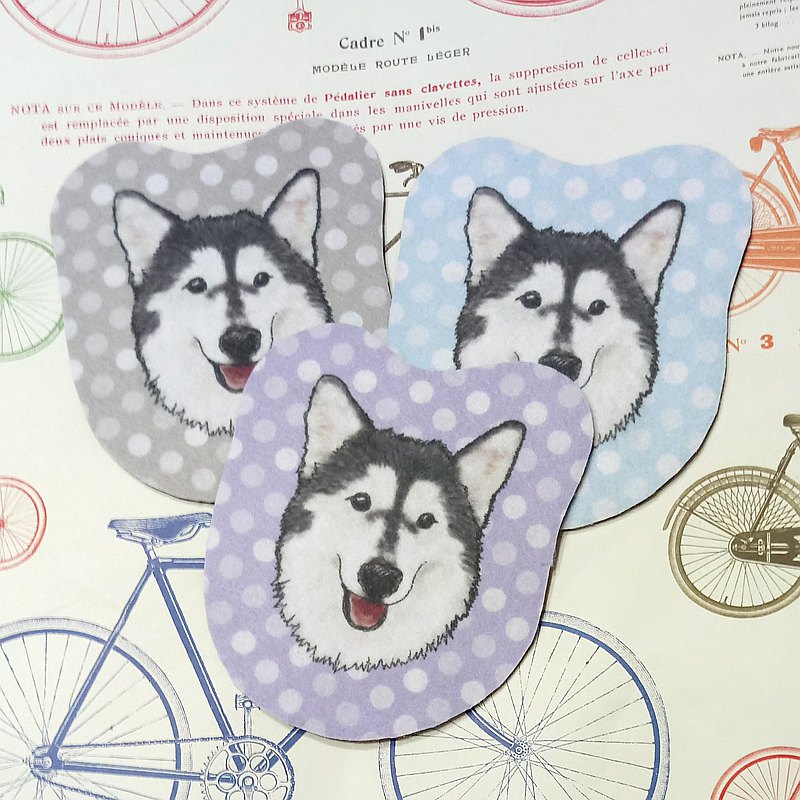 哈士奇-大頭杯墊-不織布吸水杯墊~