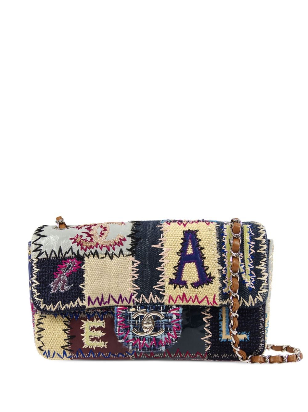 CHANEL Pre-Owned - 2012 Patchwork Classic Flap shoulder bag - women - Leather/Patent Leather/Linen/Flax/Denim/Wool - One Size - Multicolour