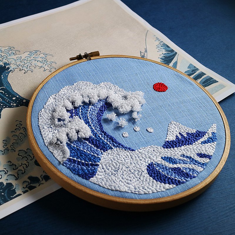 【俄羅斯刺繡】DIY材料包. 葛飾北齋浮世繪. 繡線刺繡