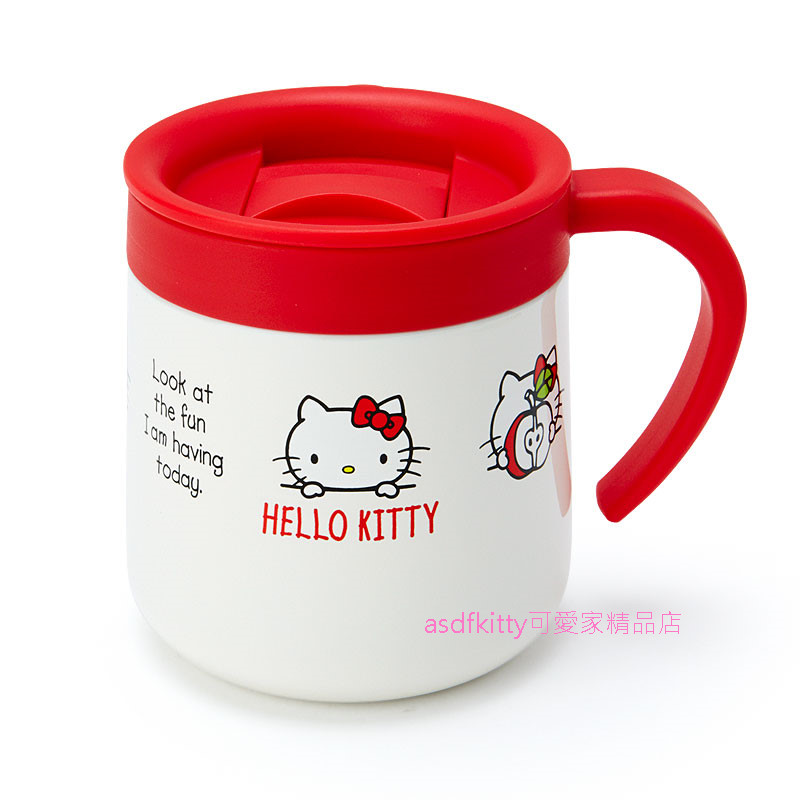 asdfkitty可愛家☆KITTY蘋果牛奶不鏽鋼有蓋保溫杯/保冷杯-300ML-日本正版商品