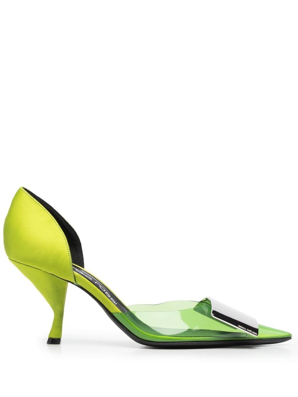 Sergio Rossi - Miroir logo-plaque detail pumps - women - PVC/Leather/FabricFabric - 35.5 - Green