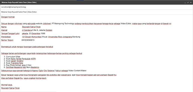 Cara Membuat Lamaran Kerja Via Email Agar Diterima Kerja