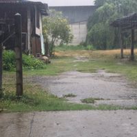 ทุ่งโล่งๆ กับบ้านและสายฝน