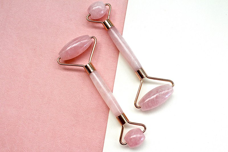 防疫居家美顏必備-桃花-天然粉水晶Rose Quartz美顏棒