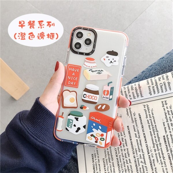 彩繪卡通小熊 獨特鏡頭圈 全包邊防摔手機殼 雙色邊框 掛繩孔 透明軟殼