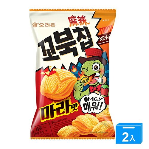 好麗友烏龜玉米脆片-麻辣味80G【兩入組】【愛買】