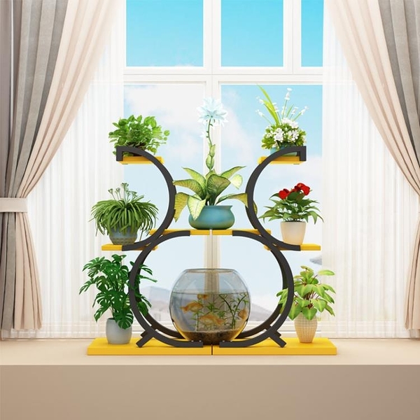 花架落地客廳盆栽架輕奢陽台創意花架簡約藝術現代鐵藝室內植物架 四季生活