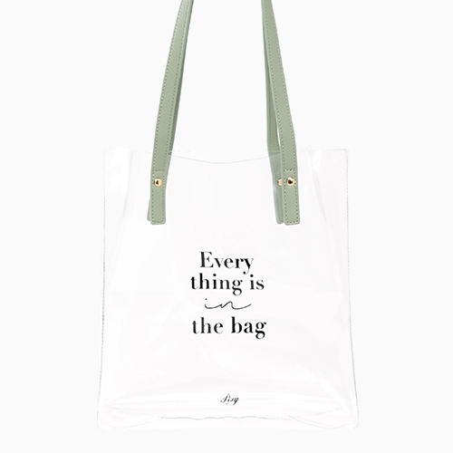 Pixy | 輕透視角PVC透明包托特包 酪梨綠