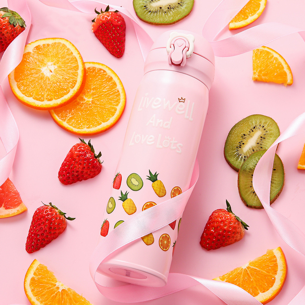 【TD】韓國BEDDYBEAR 杯具熊 限量浮雕水果彈蓋保溫杯 316不鏽鋼保溫瓶