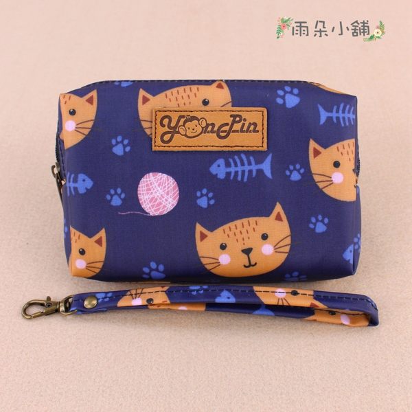 零錢包 包包 防水包 雨朵小舖 M101-0025 四方大零錢包-深藍黃貓趴趴走13251 funbaobao
