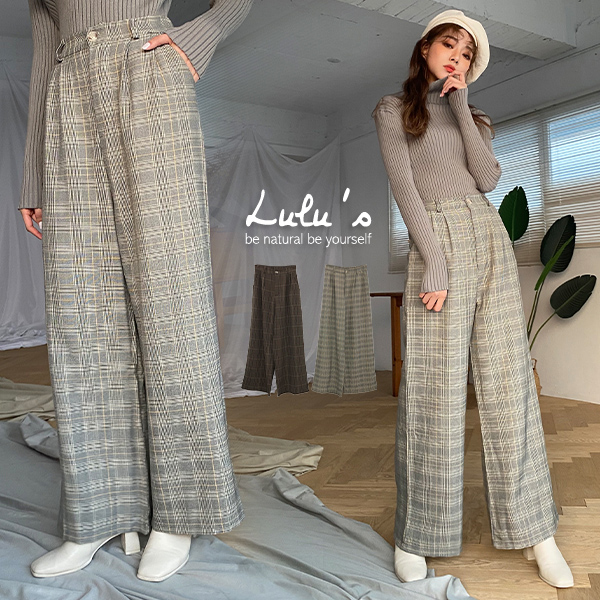 010905♦ 後鬆緊/雙口袋/格紋造型