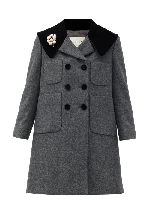 Gucci - Vintage silhouettes inform Gucci's tailoring and this grey double-breasted wool-felt coat ca