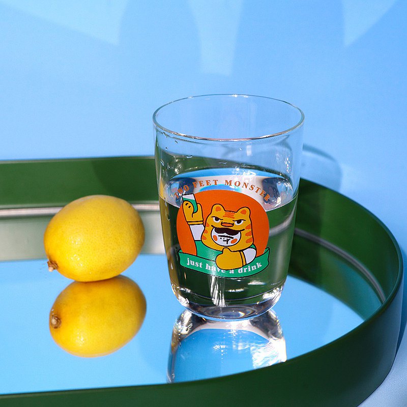 原創玻璃水杯 噸噸暢飲 為可愛日子乾杯 可愛插畫老虎男女孩花花
