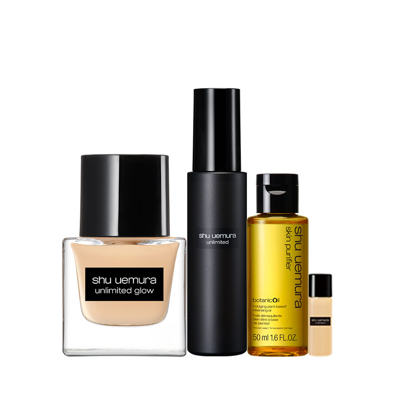 無極限光澤水粉底 SPF18 PA+++正貨 任選色+無極限持久定妝噴霧+柚子精萃潔顏油50ml+無極限超時輕粉底 664 5ml